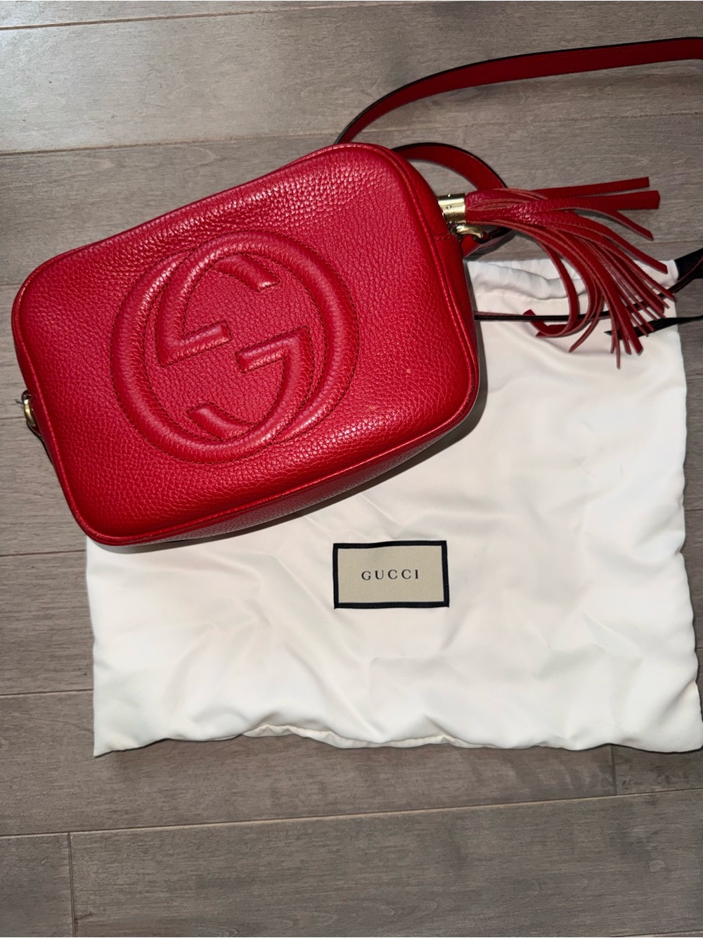 Gucci Soho Disco Leather Crossbody Bag Red
